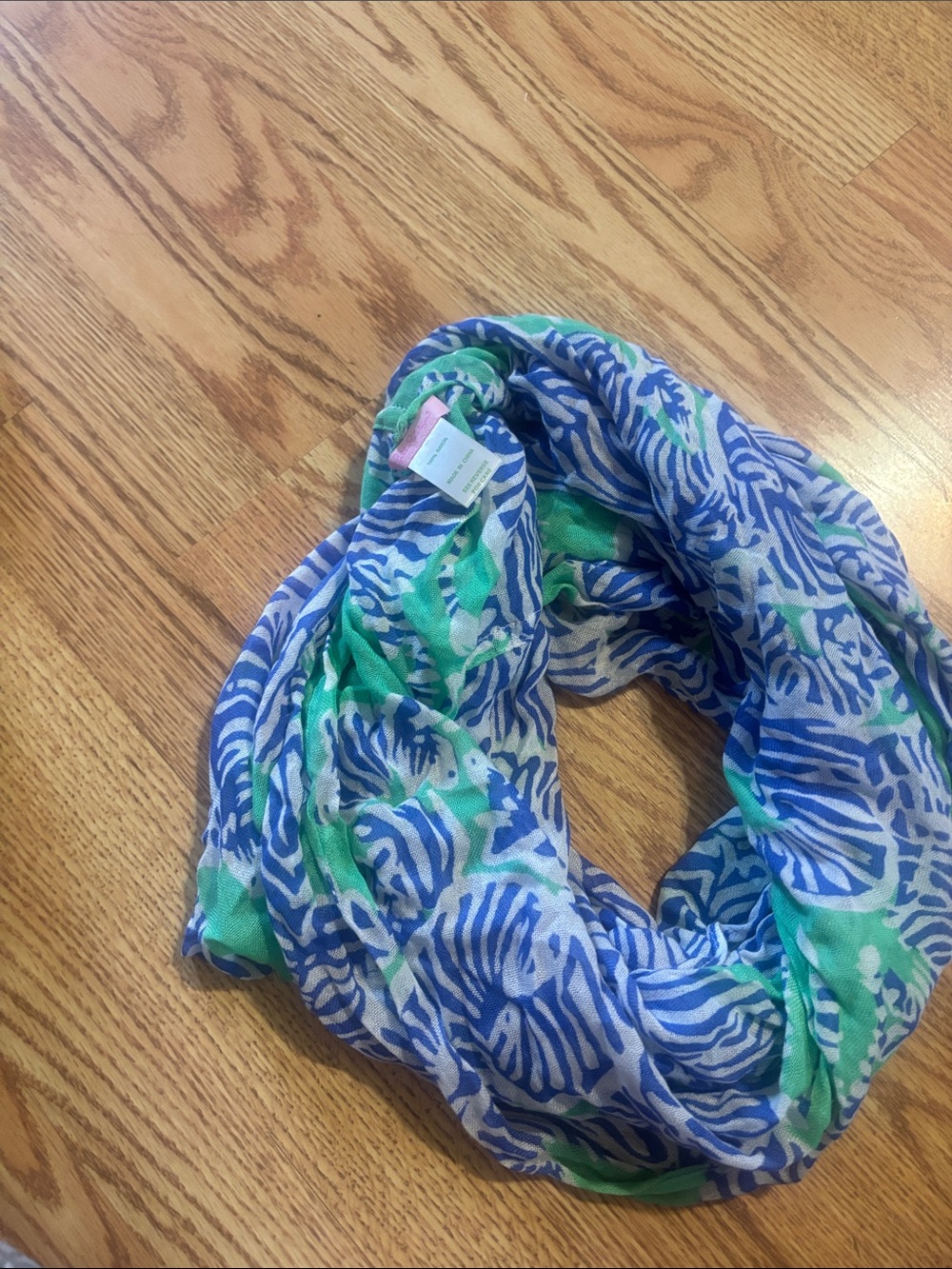 Lilly Pulitzer Blue Green Zebra Print Lightweight Scarf